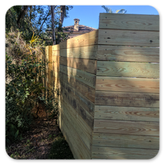 Custom Alternating Panel Horizontal Board Wood Privacy Fence installed in Winter Park FL