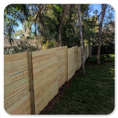 Alternating Horizontal Board Wood Privacy Fence