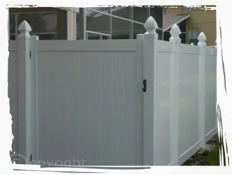 White Vinyl Privacy Fence with Gothic Caps