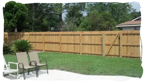 Inside View of Board on Board Wood Privacy Fence & Gate