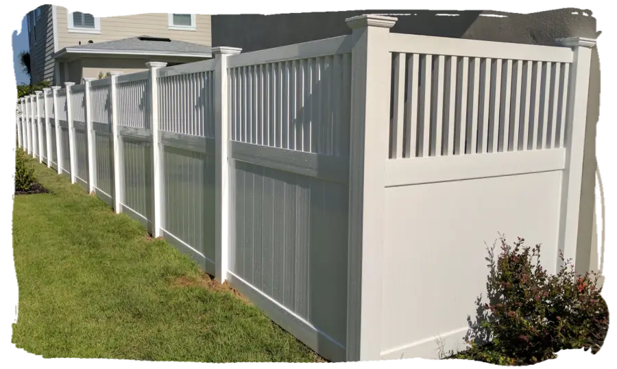 White Privacy Vinyl Fence with Closed Spindle Top