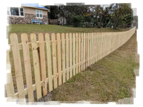 Clipped Dog Ear Wood Picket Fence