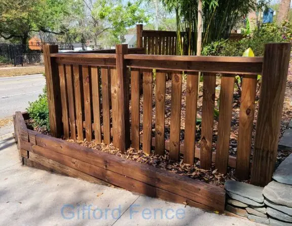 Cap Picket Fence with Pecan Stain