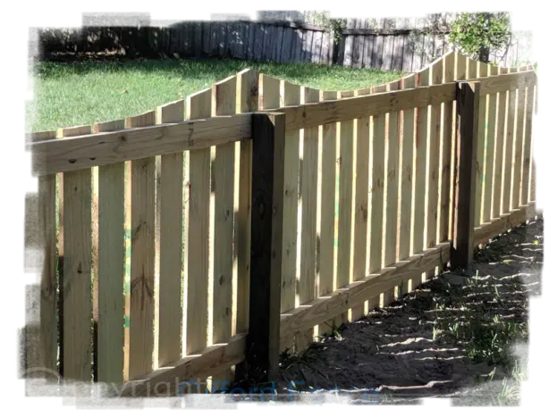 Scallop Wood Picket Fence Inside View