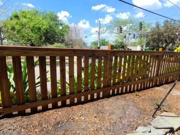 Cap Picket Fence with Pecan Stain /  Sealer