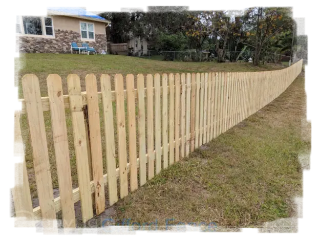 Clipped Dog Ear Wood Picket Fence