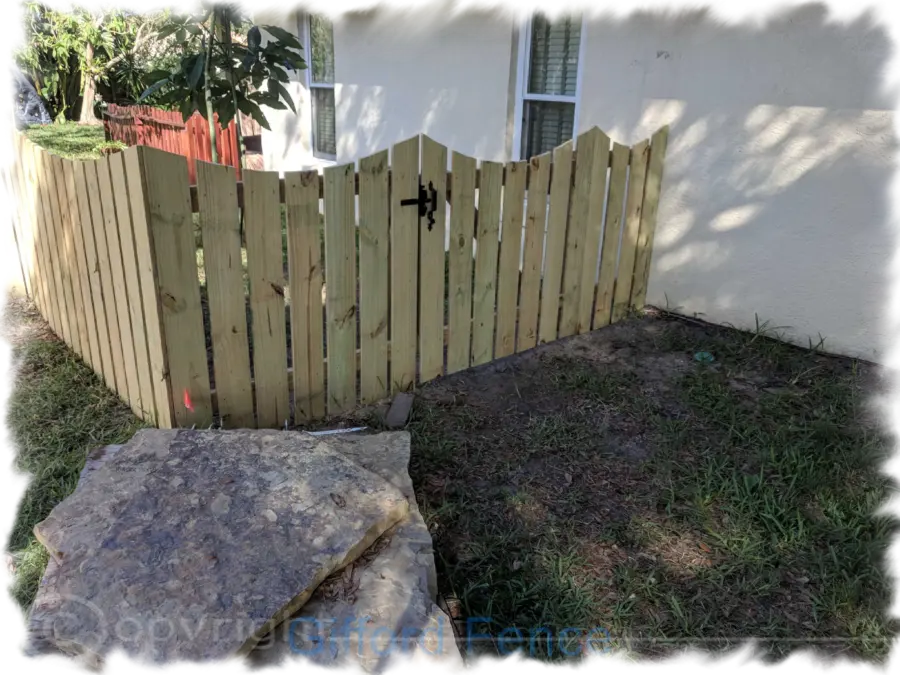 Scallop Close Space Wood Picket Fence by Gifford Fence in Belle Isle